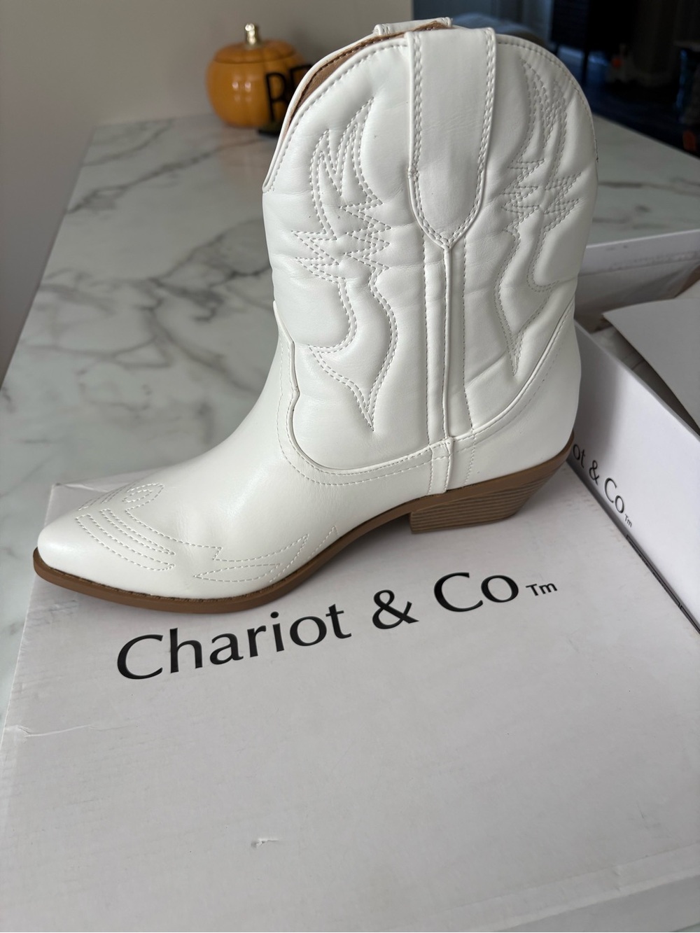 White Western Ankle Boot - Women